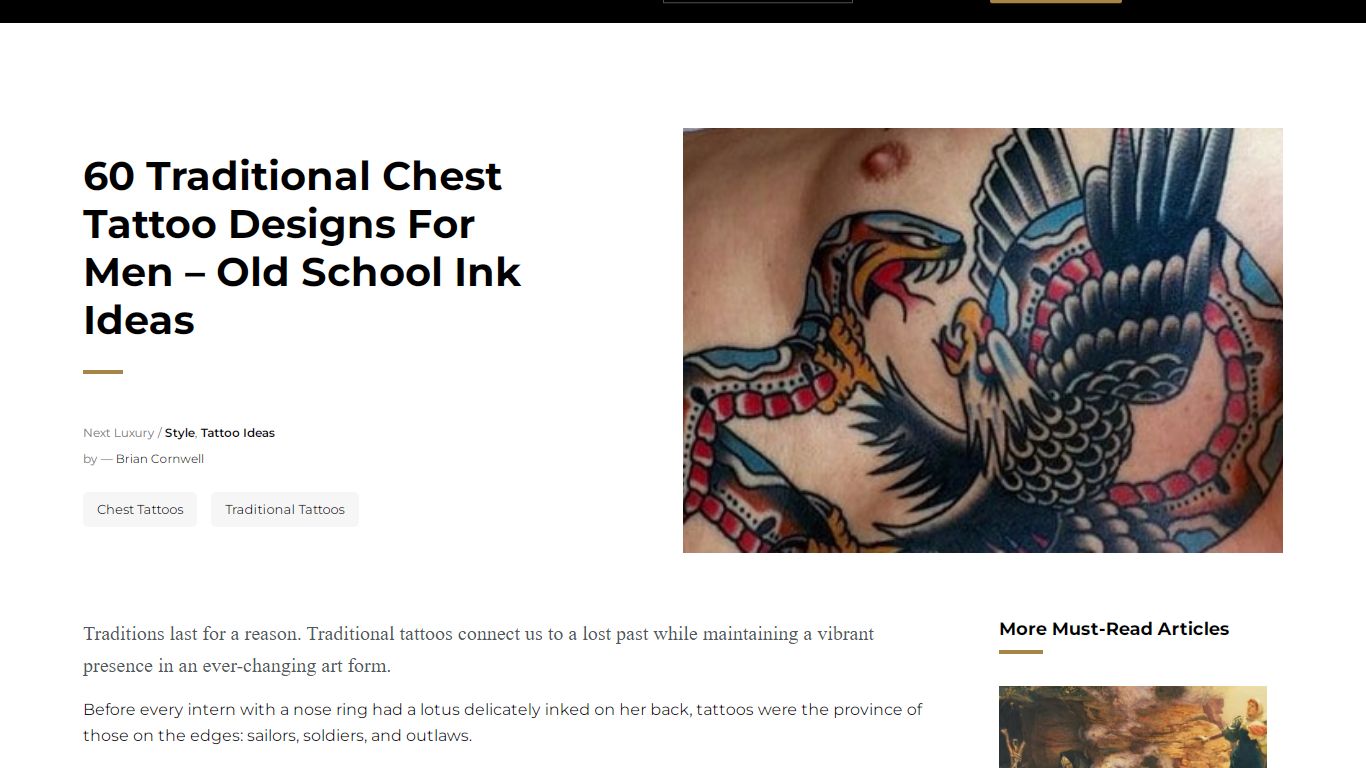 60 Traditional Chest Tattoo Designs For Men - Old School Ideas